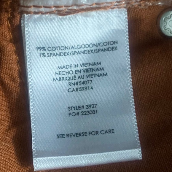 Cabi Corduroy Button-Fly Caramel Rust Brown Skinny Leg Pants 3927 Women's 4 - Picture 8 of 8